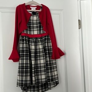 Holiday dress with bell sleeve sweater size 5